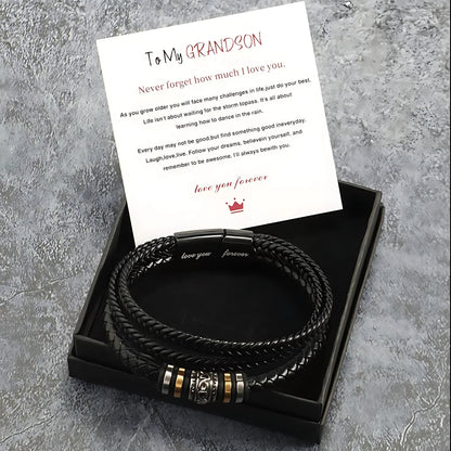 To My Grandson - Love You Forever - Braided Bracelet